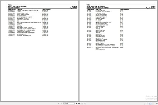 Valtra Tractor N Series N91H Parts Catalog VFN91H 1