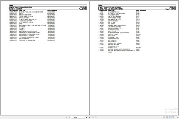 Valtra Tractor N2 Series N142D Parts Catalog VFN2142D 1