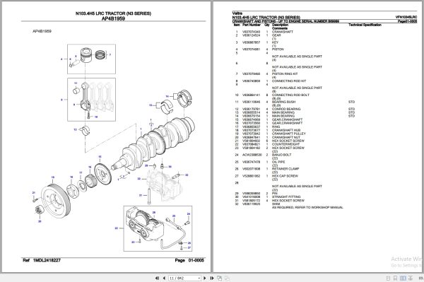 Valtra Tractor N3 Series N103.4H5 LRC Parts Catalog VFN10345LRC 3