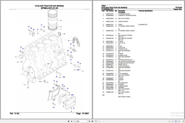 Valtra Tractor N3 Series N103.4H5 Parts Catalog VFN10345 2
