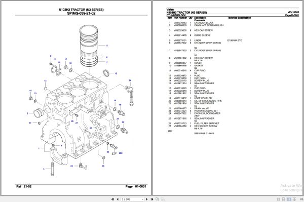 Valtra Tractor N3 Series N103H3 Parts Catalog VFN103H3 2