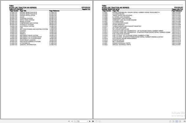 Valtra Tractor N3 Series N123V LRC Parts Catalog VFN123VLRC 1