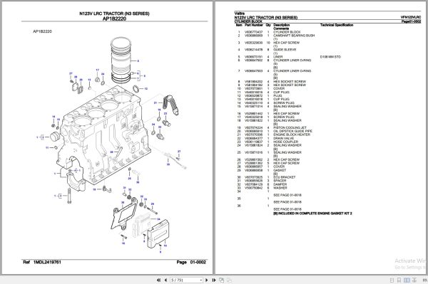 Valtra Tractor N3 Series N123V LRC Parts Catalog VFN123VLRC 2
