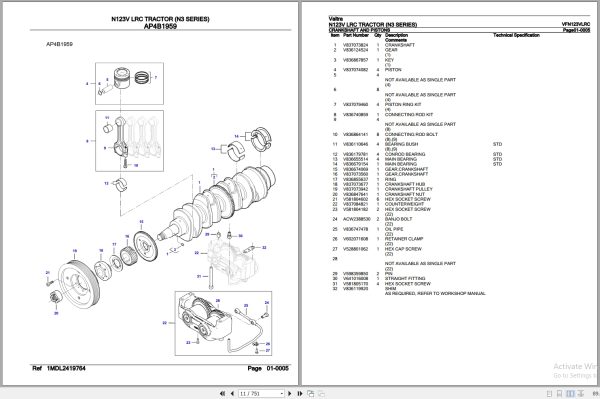 Valtra Tractor N3 Series N123V LRC Parts Catalog VFN123VLRC 3