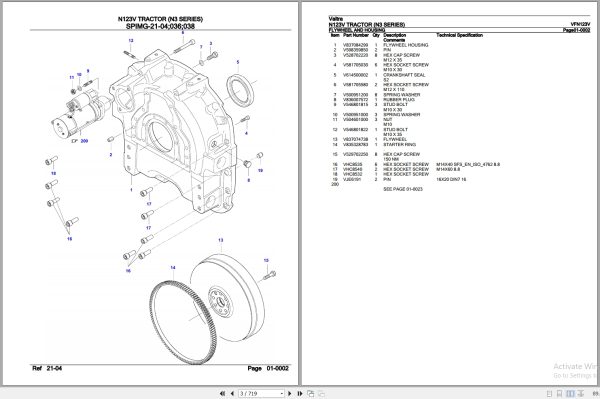 Valtra Tractor N3 Series N123V Parts Catalog VFN123V 2