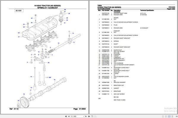 Valtra Tractor N3 Series N143H3 Parts Catalog VFN143H3 3