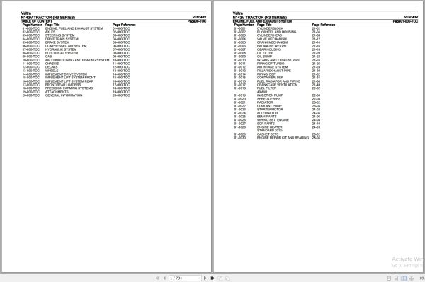Valtra Tractor N3 Series N143V Parts Catalog VFN143V 1
