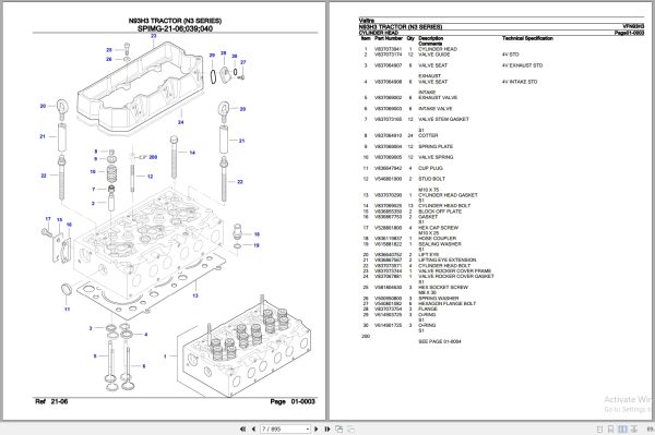 Valtra Tractor N3 Series N93H3 Parts Catalog VFN93H3 3