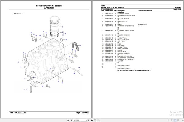 Valtra Tractor N4 Series N104H Parts Catalog VFN104H 2