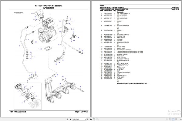 Valtra Tractor N4 Series N114EH Parts Catalog VFN114EH 3