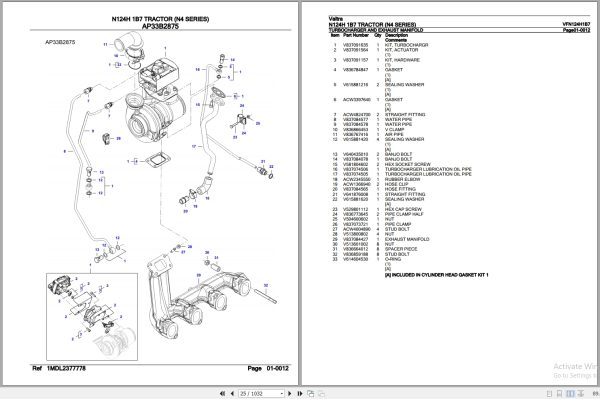 Valtra Tractor N4 Series N124H 1B7 Parts Catalog VFN124H1B7 3