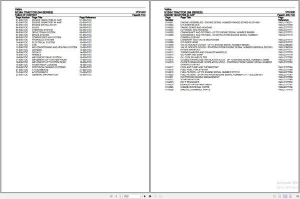 Valtra Tractor N4 Series N124H Parts Catalog VFN124H 1