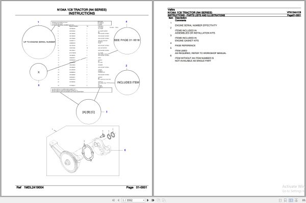 Valtra Tractor N4 Series N134A 1C8 Parts Catalog VFN134A1C8 1