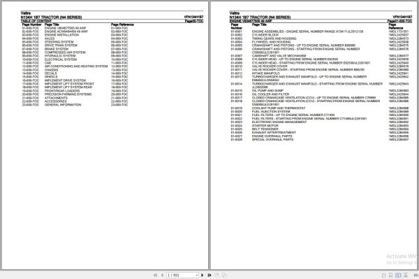 Valtra Tractor N4 Series N134H 1B7 Parts Catalog VFN134H1B7 1