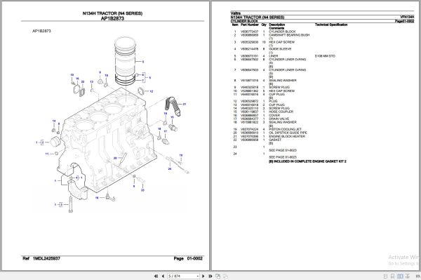 Valtra Tractor N4 Series N134H Parts Catalog VFN134H 2