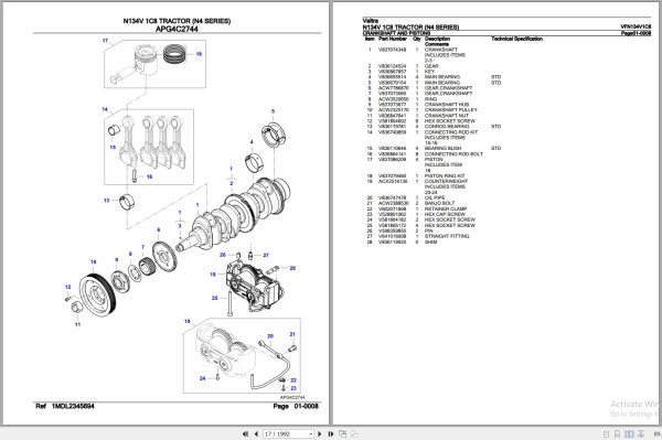 Valtra Tractor N4 Series N134V 1C8 Parts Catalog VFN134V1C8 3