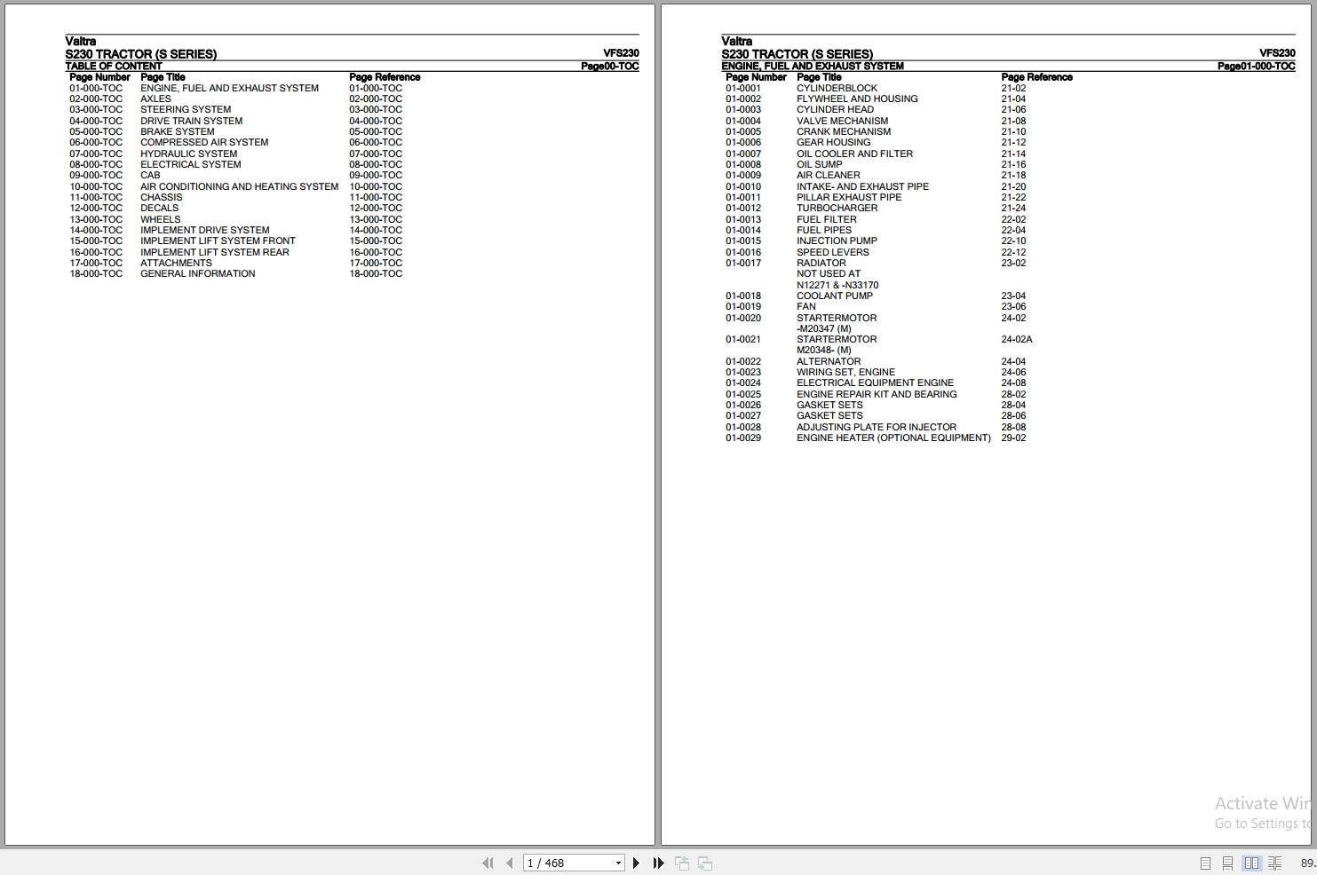 Valtra Tractor S Series S230 Parts Catalog VFS230 1