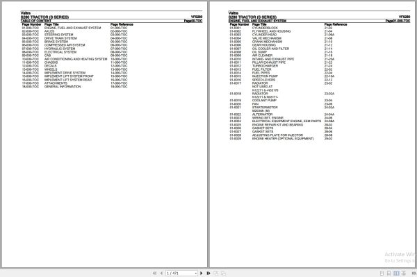 Valtra Tractor S Series S280 Parts Catalog VFS280 1