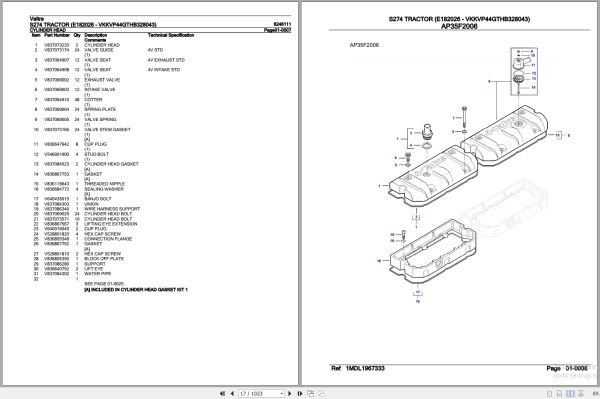 Valtra Tractor S274 Parts Catalog 6246111 3