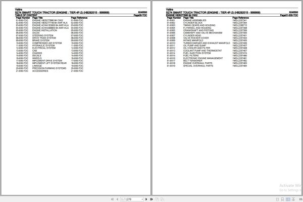 Valtra Tractor S274 Smart Touch Parts Catalog 6246111 1