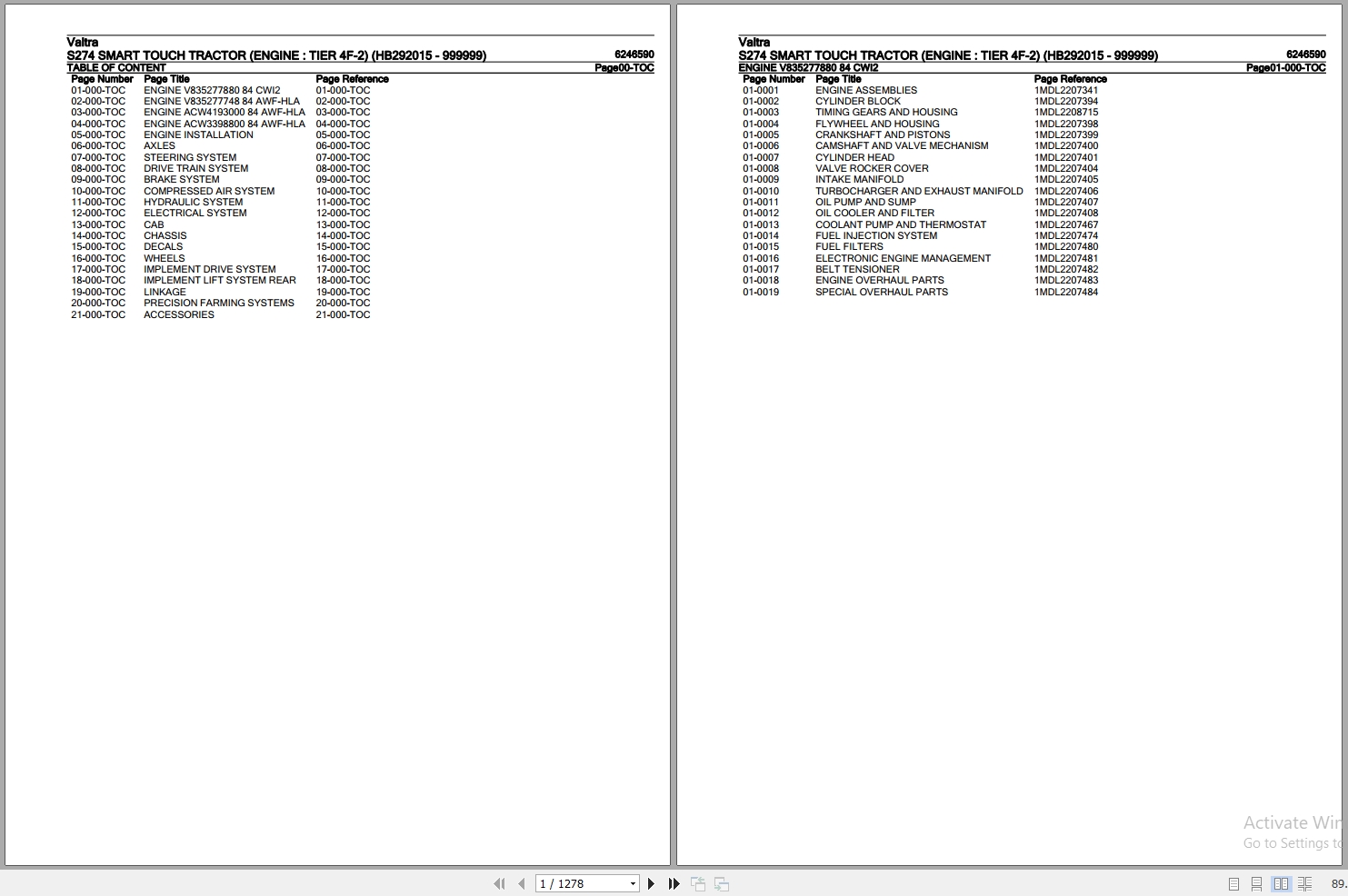 Valtra Tractor S274 Smart Touch Parts Catalog 6246111 1