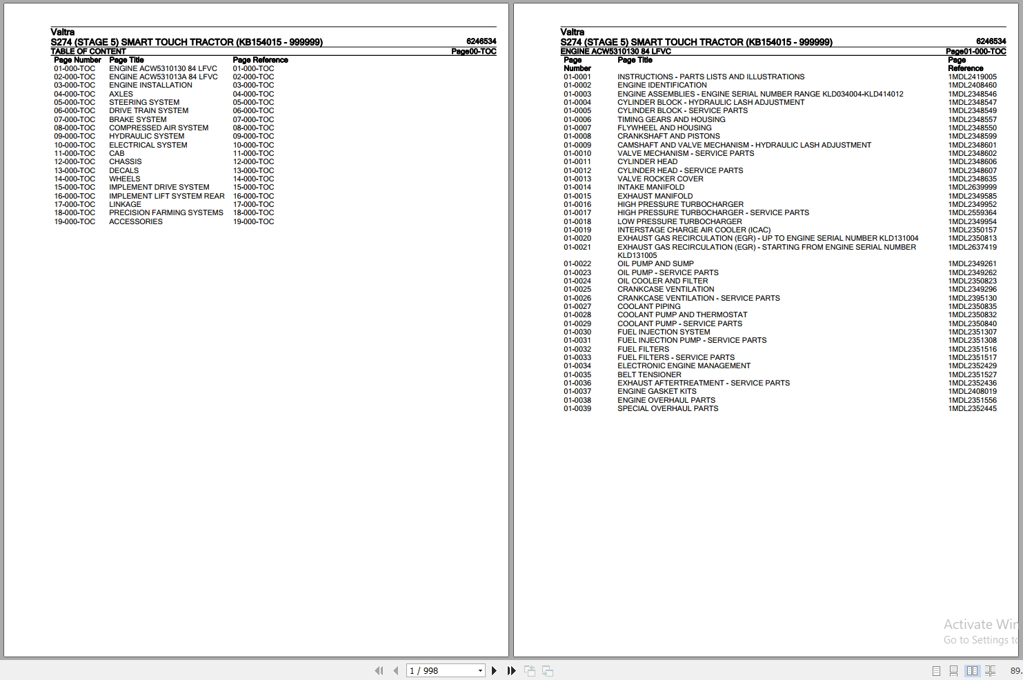 Valtra Tractor S274 Smart Touch Parts Catalog 6246534 1