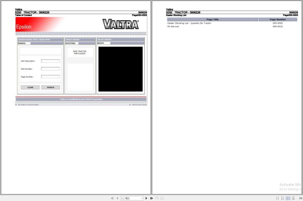 Valtra Tractor S292 Parts Catalog 3906226 1