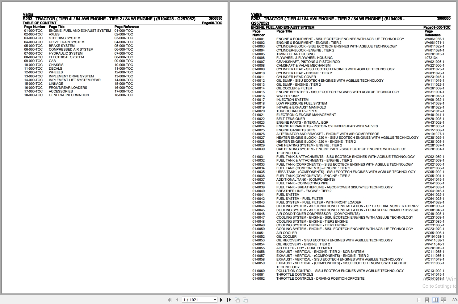 Valtra Tractor S293 Parts Catalog 3906330 1
