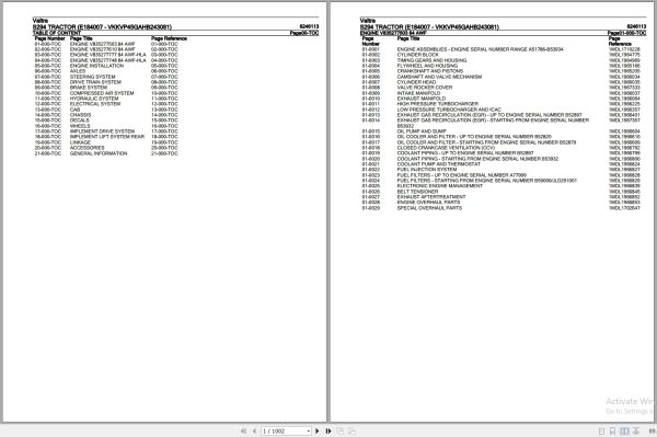 Valtra Tractor S294 Parts Catalog 6246113 1