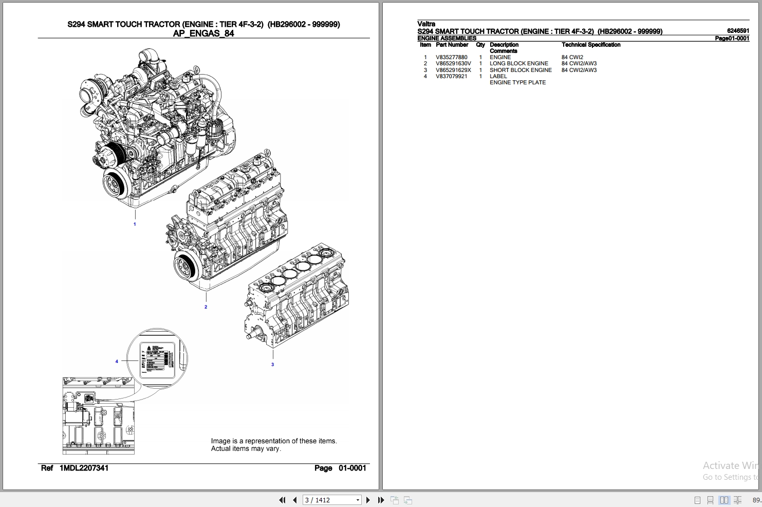 Valtra Tractor S294 Smart Touch Parts Catalog 6246591 1