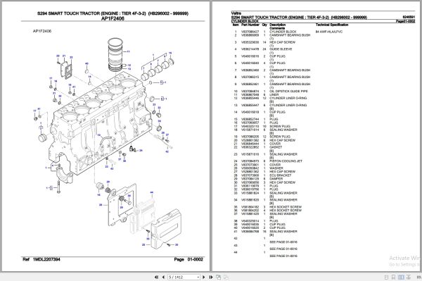 Valtra Tractor S294 Smart Touch Parts Catalog 6246591 2