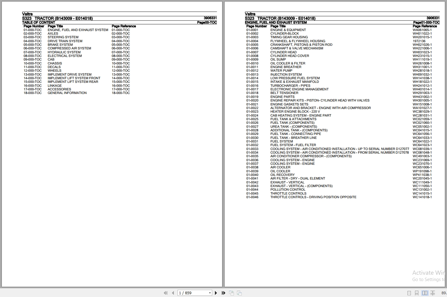 Valtra Tractor S323 Parts Catalog 3906331 1