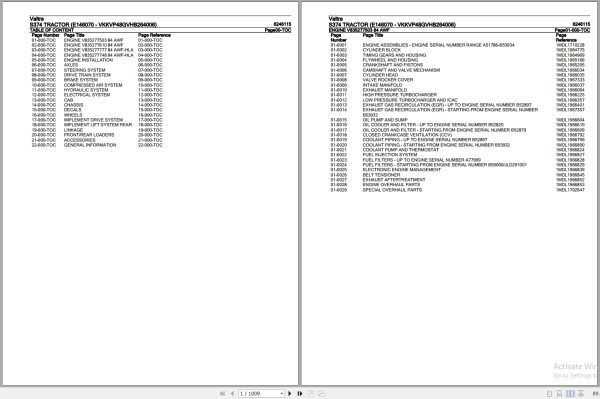 Valtra Tractor S374 Parts Catalog 6246115 1