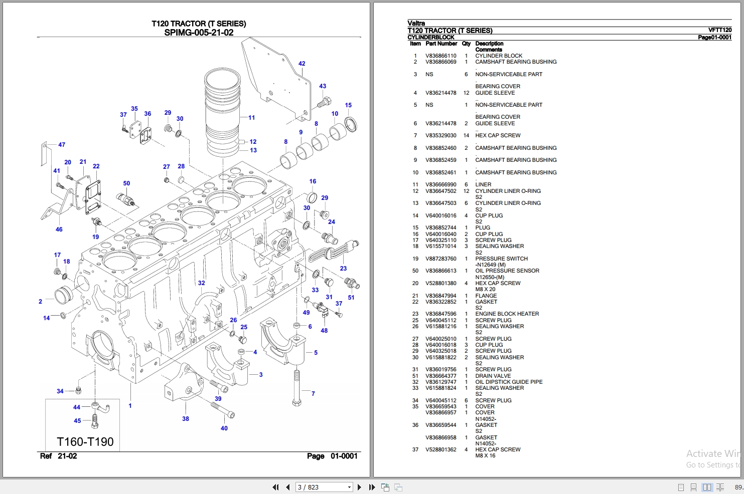 Valtra Tractor T Series T120 Parts Catalog VFTT120