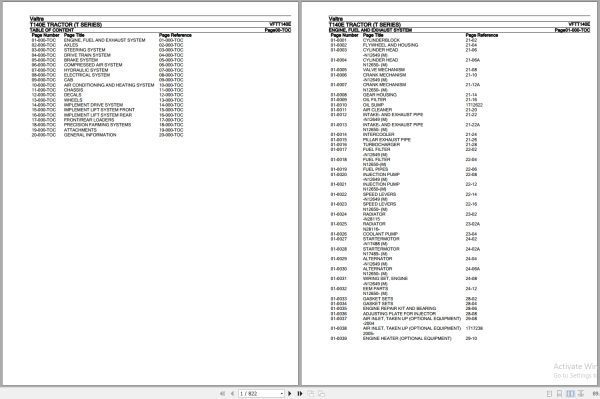 Valtra Tractor T Series T140E Parts Catalog VFTT140E 1