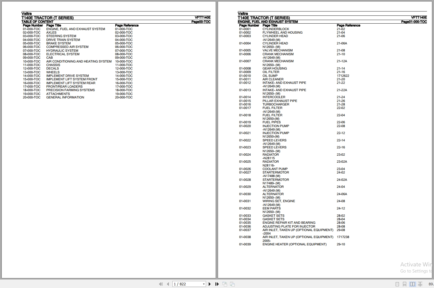 Valtra Tractor T Series T140E Parts Catalog VFTT140E 1
