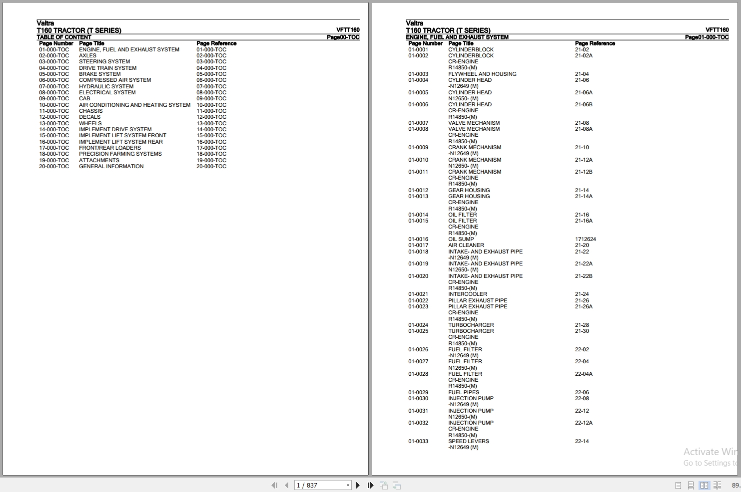 Valtra Tractor T Series T160 Parts Catalog VFTT160 1