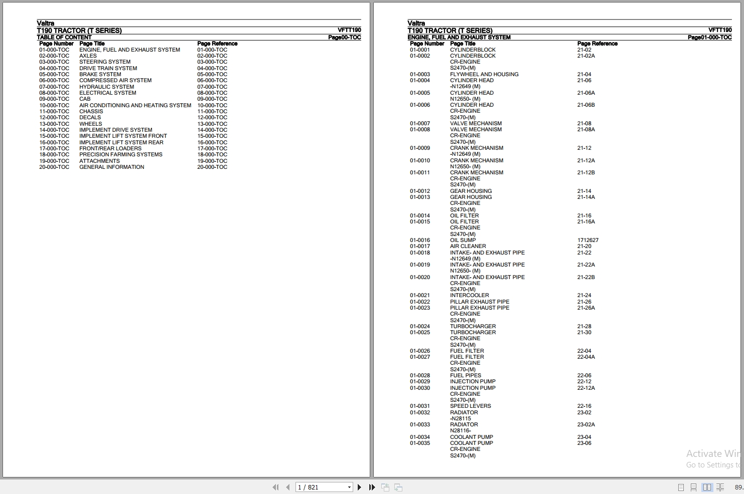 Valtra Tractor T Series T190 Parts Catalog VFTT190 1