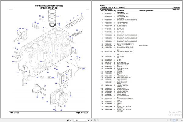 Valtra Tractor T1 Series T151ELS Parts Catalog VFT151LS 2