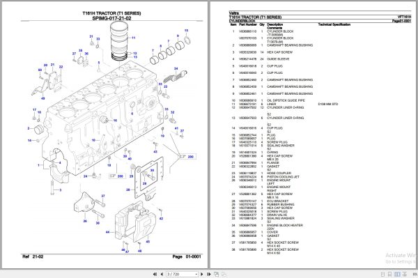 Valtra Tractor T1 Series T161H Parts Catalog VFT161H 2