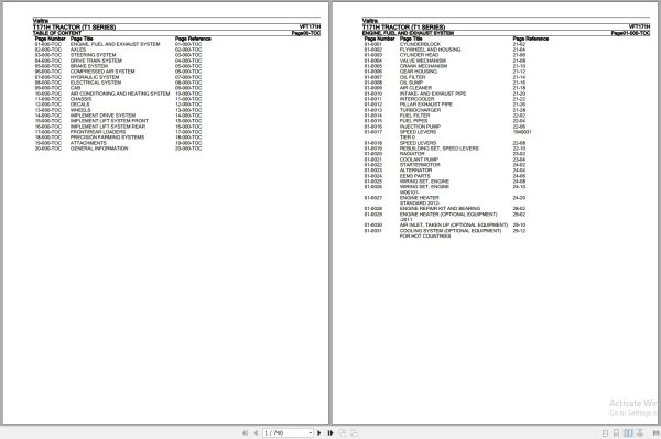 Valtra Tractor T1 Series T171H Parts Catalog VFT171H 1