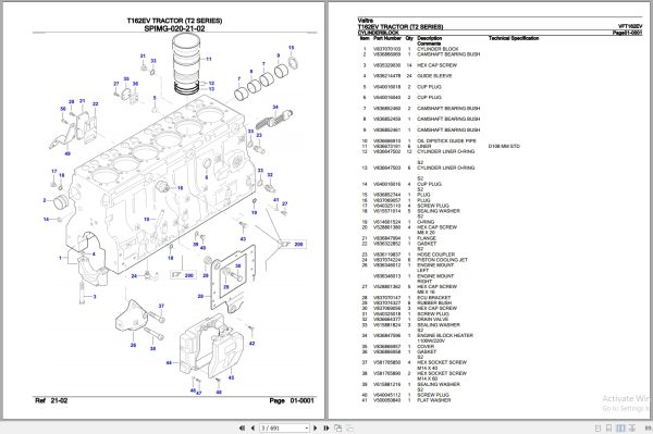 Valtra Tractor T2 Series T162EV Parts Catalog VFT162EV 2