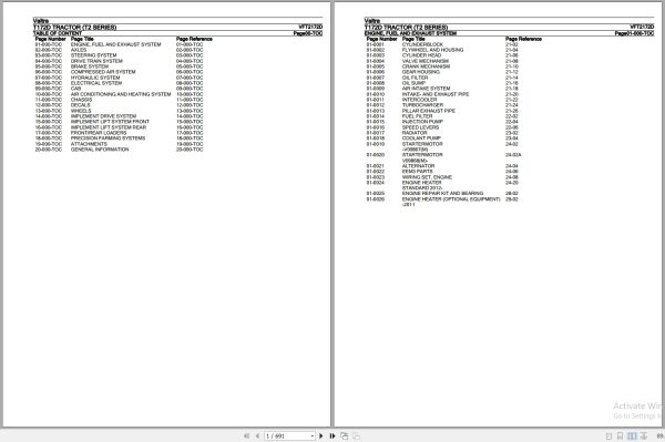 Valtra Tractor T2 Series T172D Parts Catalog VFT2172D 1