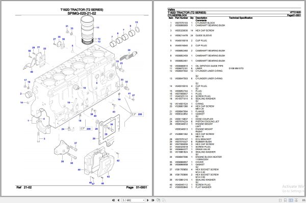 Valtra Tractor T2 Series T182D Parts Catalog VFT2182D 2