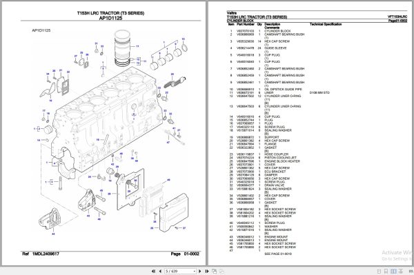 Valtra Tractor T3 Series T153H LRC Parts Catalog VFT153HLRC 2