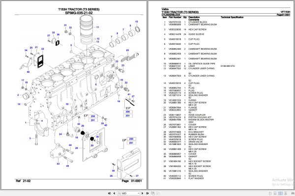 Valtra Tractor T3 Series T153H Parts Catalog VFT153H 2