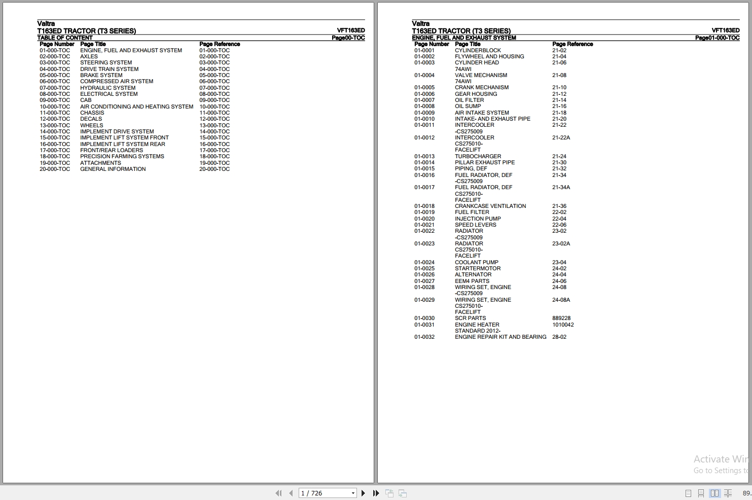 Valtra Tractor T3 Series T163ED Parts Catalog VFT163ED 1