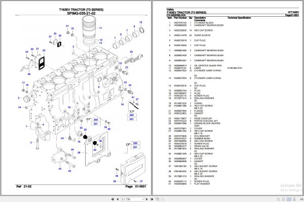 Valtra Tractor T3 Series T163EV Parts Catalog VFT163EV 2