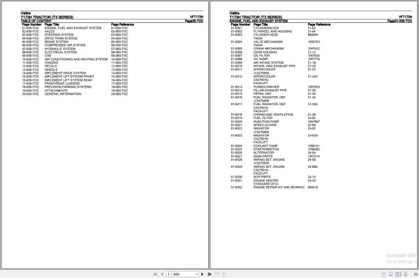 Valtra Tractor T3 Series T173H Parts Catalog VFT173H 1