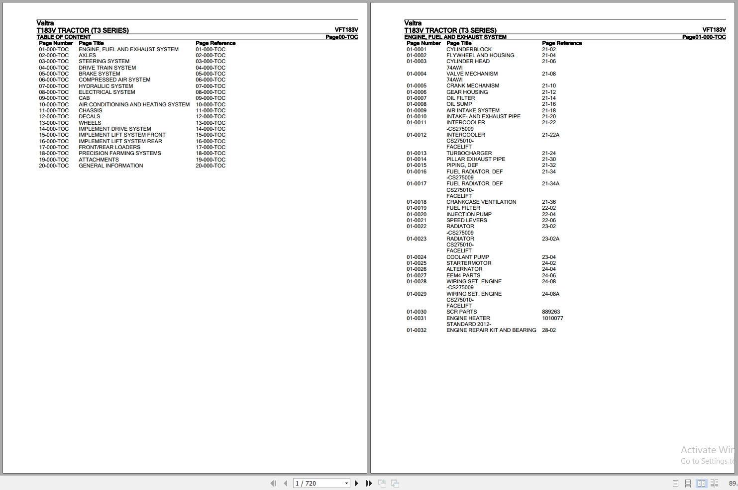 Valtra Tractor T3 Series T183V Parts Catalog VFT183V 1